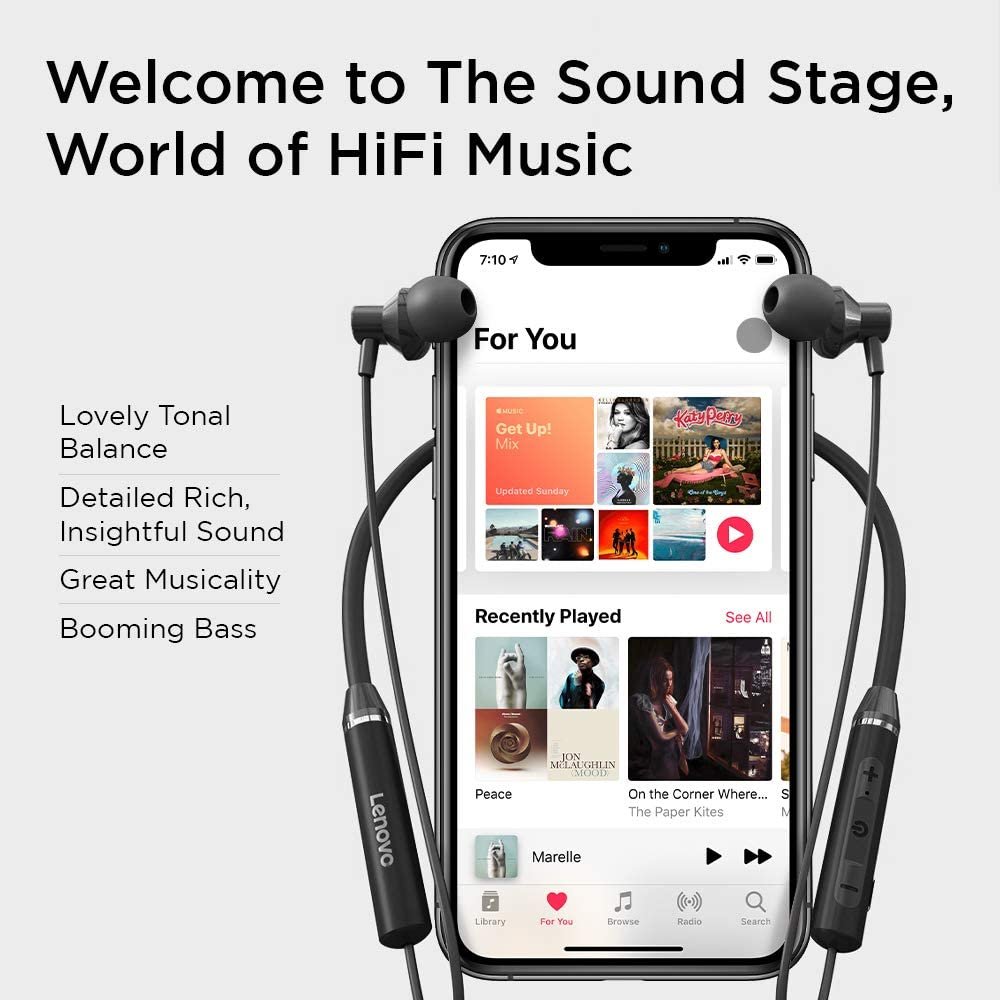 Original Lenovo HE05 Wireless earphone Silicone Noise Cancellation BT5.0 IPX5 Waterproof Sport Earphone Running Headsets Neckban