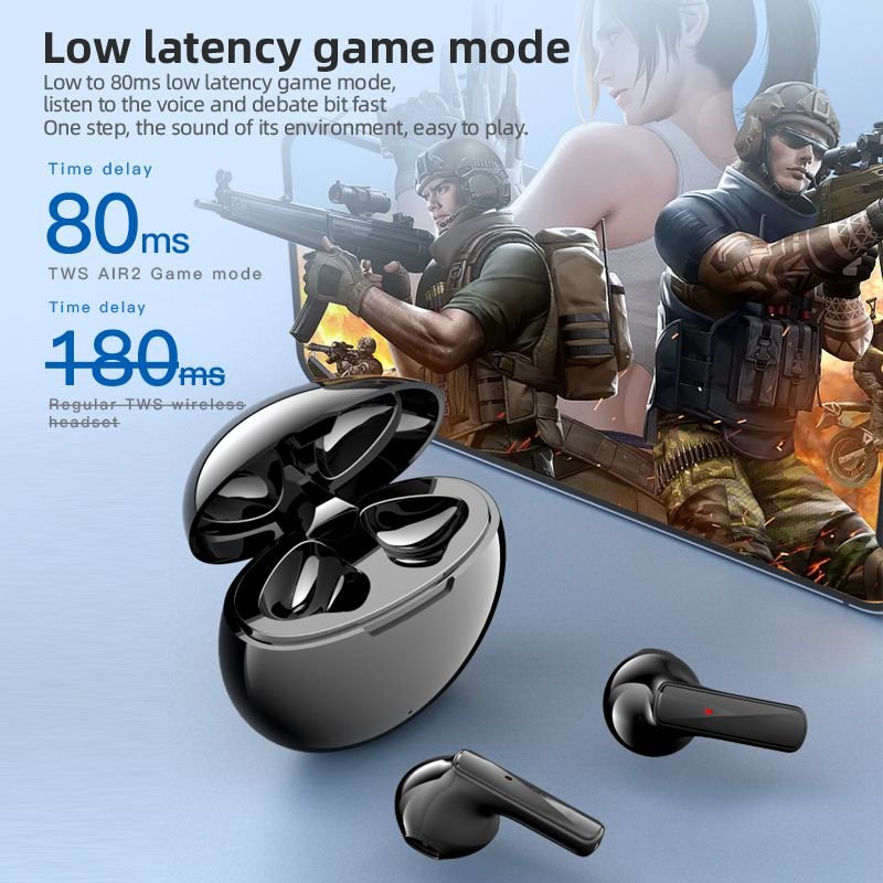 Hot Sale Bt 5.3 Tws Air5 Mini In Ear Headphones Voice Assistant Noise Cancelling Low Latency Earbuds Earphones For Android Ios