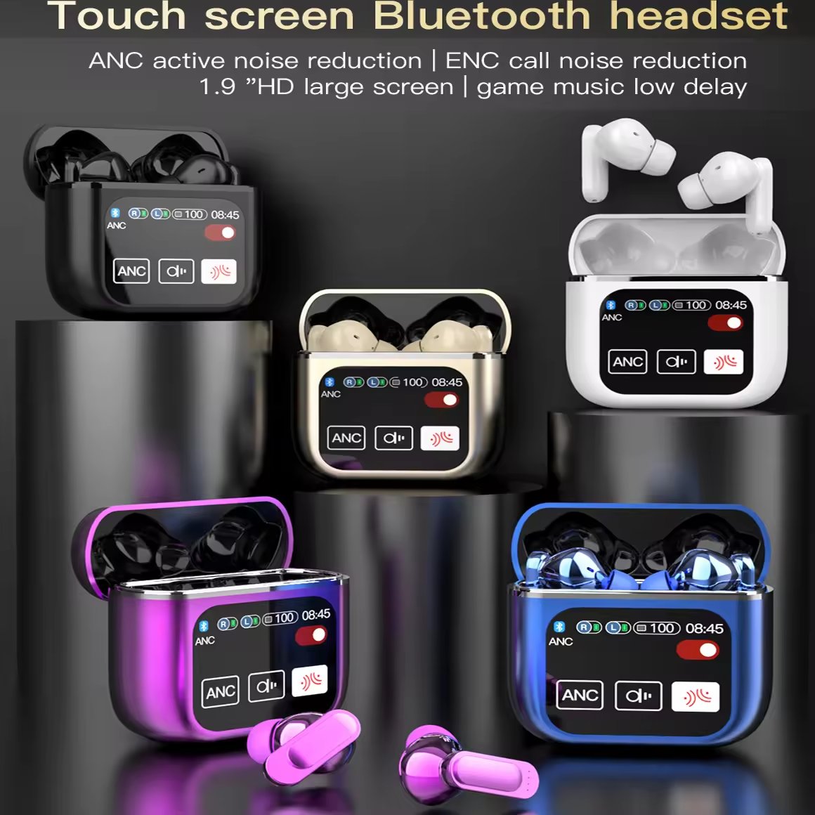 SE60 Tws V5.3 Earphones True Wireless Stereo Headset Sports Touch Screen ANC Enc Noise Cancelling Headphones Low Latency Earbuds
