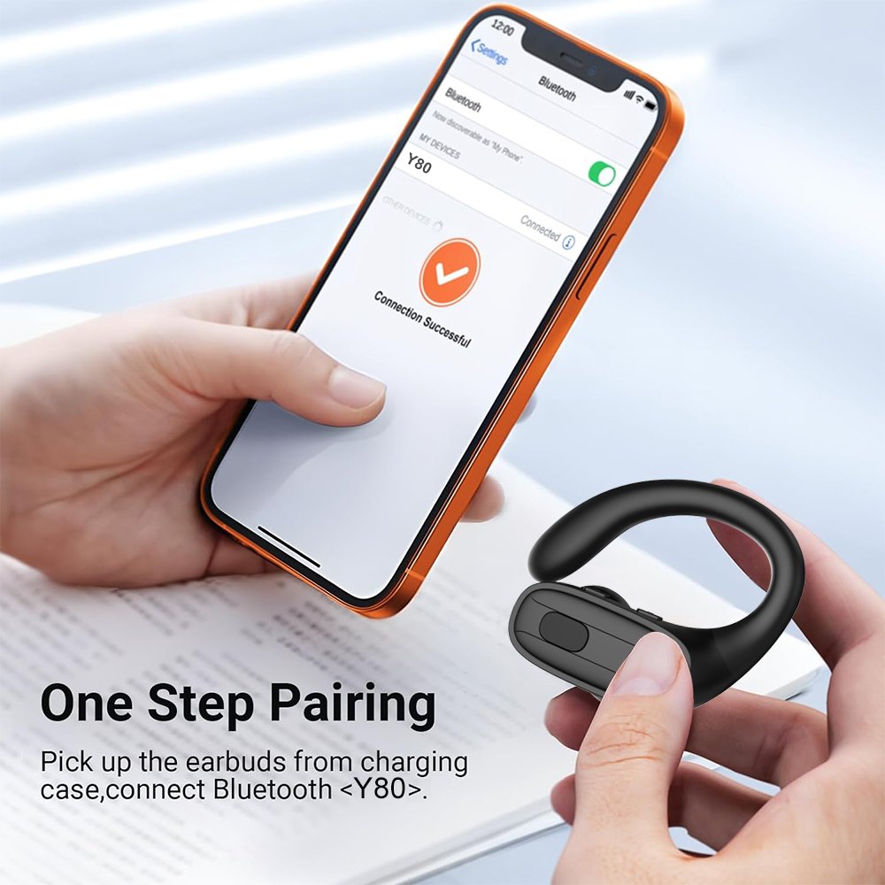 True-Wireless Workout Earbuds Headphones TWS Ear Hooks HiFi Stereo Earbuds Over-Ear Deep Bass Noise Cancelling Sport Earphones
