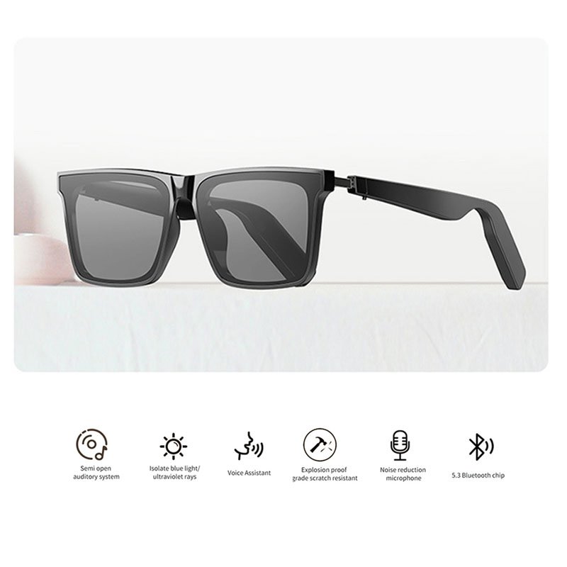 Bone Conduction Earphone Glasses With Speaker Wireless Bluetooth Smart Audio Headphone Sunglasses Men High Quality 2024