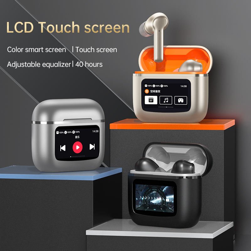 A9Pro A11 AT68 T68 Pro LCD Full-Colors Touch Screen Active Noise Cancelling Wireless Earbuds Smart Screen T68Pro TWS Earphone