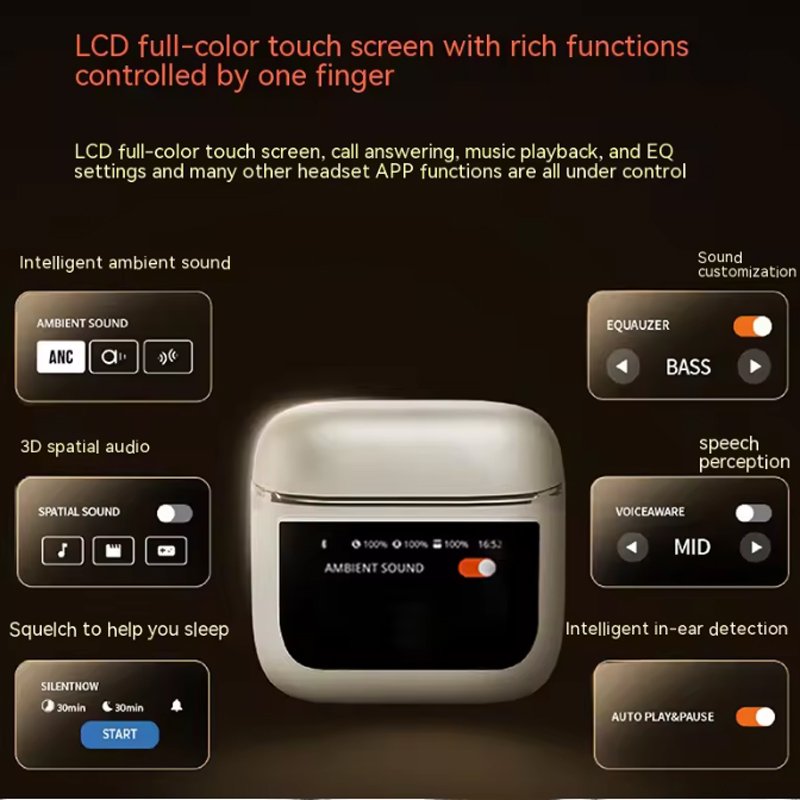 Dropshipping products 2025 TWS Earbuds touch LCD Screen Auriculares ANC In-Ear Wireless headphones Earphones pro 2