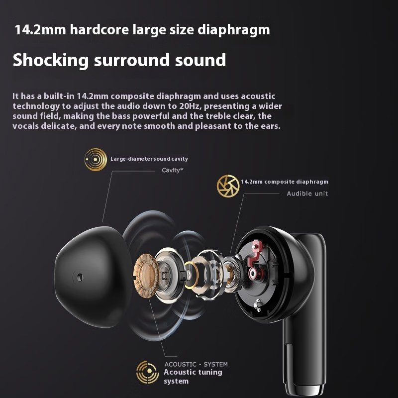 Sansui W82 Fashion lightweight smart touch Semi in ear ENC noise cancelling Call mic airport Wireless Bluetooth headset earphone