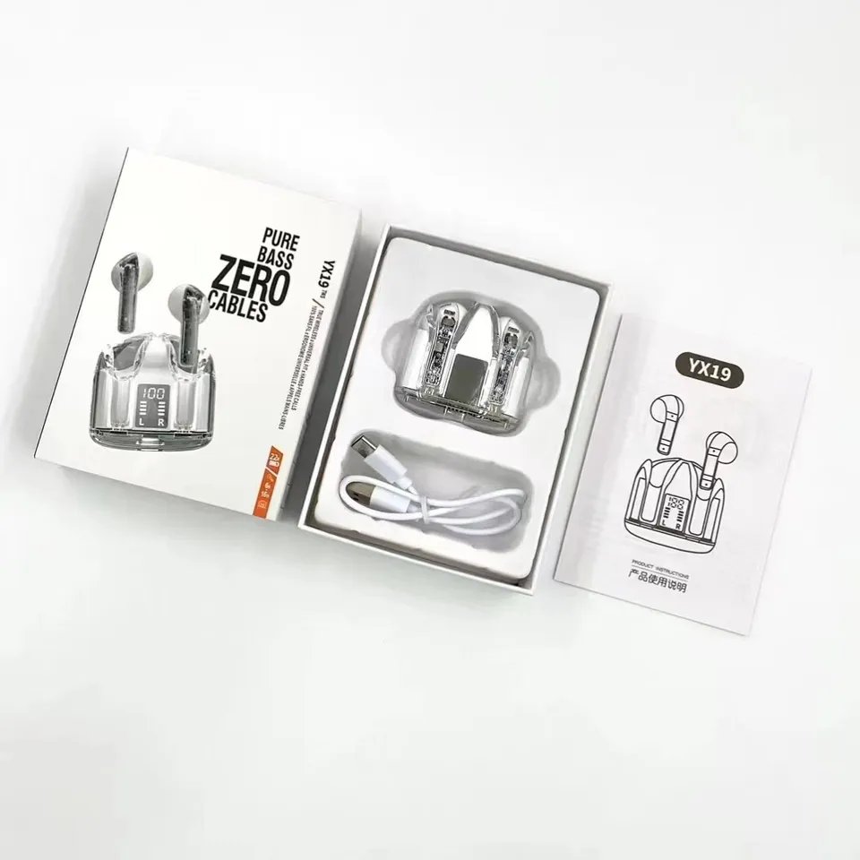 Noise cancelling TWS Earbuds yx19 Buds Pro Wireless Charging Earphones for yx19 stereo gaming headset with led display