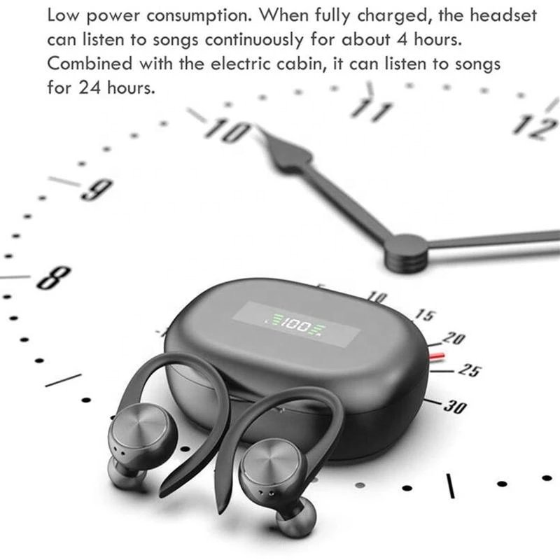 R200 TWS BT Earphones Stereo True Wireless Headphones BT 5.0 Music Sports IPX5 Waterproof Earhook Earbuds Headset for Phones