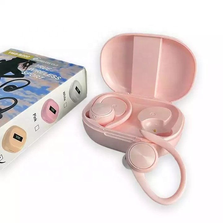 R200 TWS BT Earphones Stereo True Wireless Headphones BT 5.0 Music Sports IPX5 Waterproof Earhook Earbuds Headset for Phones