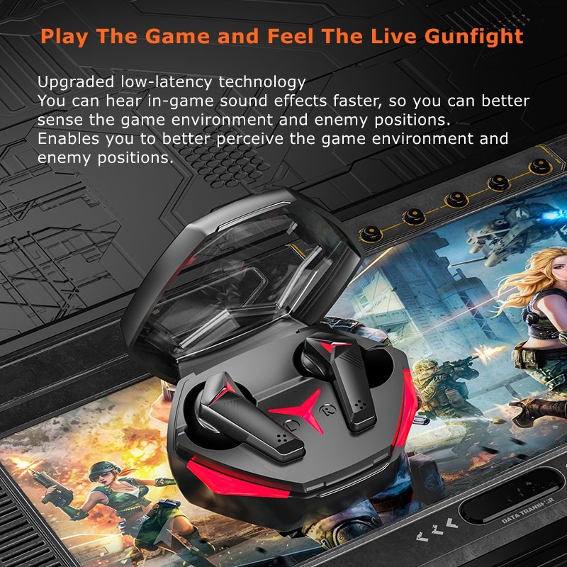 2024 New Gamer Audifonos Bt V5.5 DX-21 TWS Game Earbuds Bass Stereo Low Latency Headphone RGB Wireless Gaming In-ear Earphones