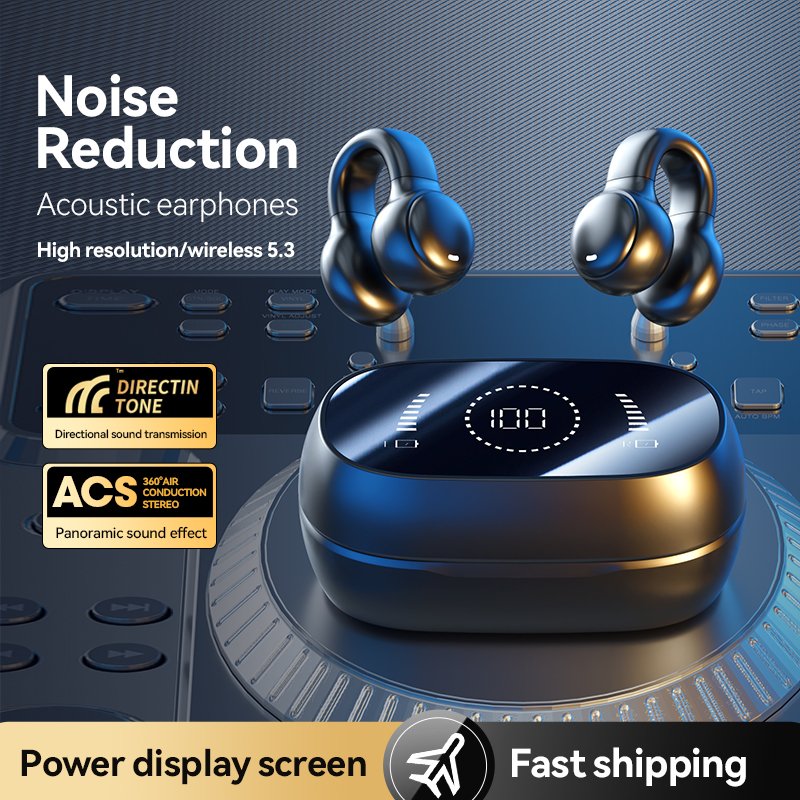 Wireless Earbuds Open Ear Clip Headphones Air Conduction Power Display Earphones Sport