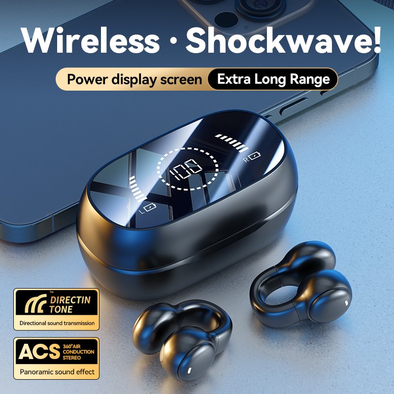 Wireless Earbuds Open Ear Clip Headphones Air Conduction Power Display Earphones Sport