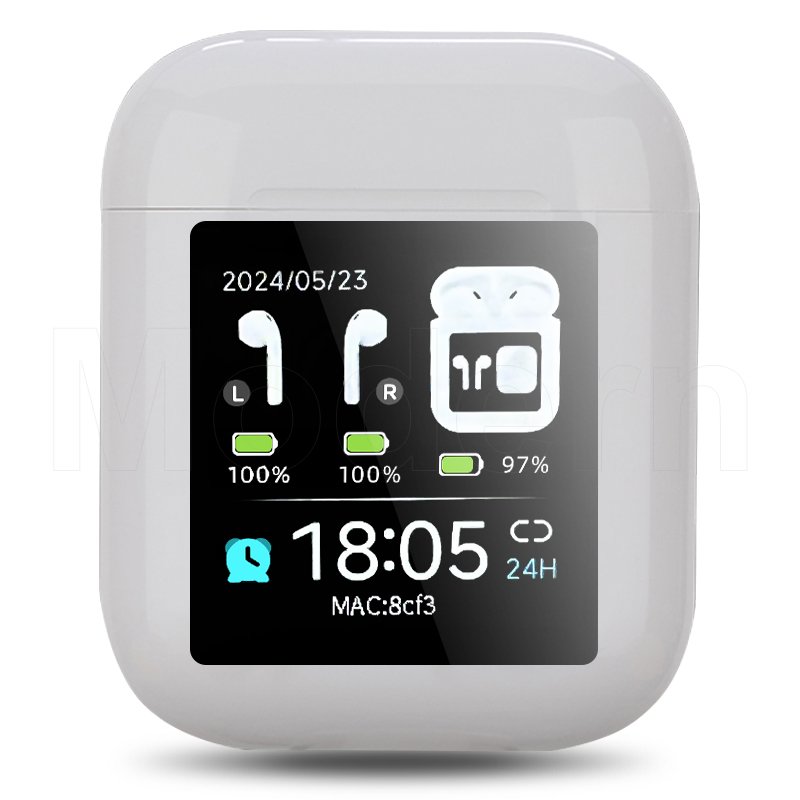 LCDA2 TWS-ENC LCD Full Color Touch Screen Earbuds 4 Microphones HD Call True Wireless Earphones with MP3 Playback Function