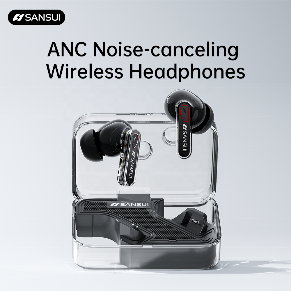 SANSUI W7 earbud in-ear headphone wireless blue tooth TWS sports earphones & headphones ANC noise cancelling headphones