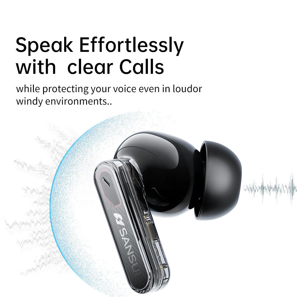 SANSUI W7 earbud in-ear headphone wireless blue tooth TWS sports earphones & headphones ANC noise cancelling headphones