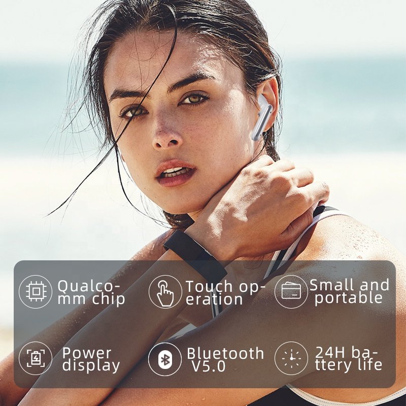 Sporty earphone with Digital Display Waterproof Headphones True Wireless Earbuds Noise Cancellation TWS Earphone