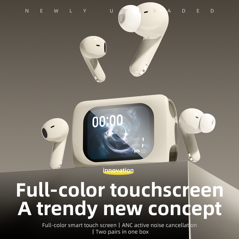 2024 New H12 Pro+ Couple Smart Touch Screen Earbuds One Box Two Pairs of Earphones with 19 Touch Functions and High Low Bass Mic