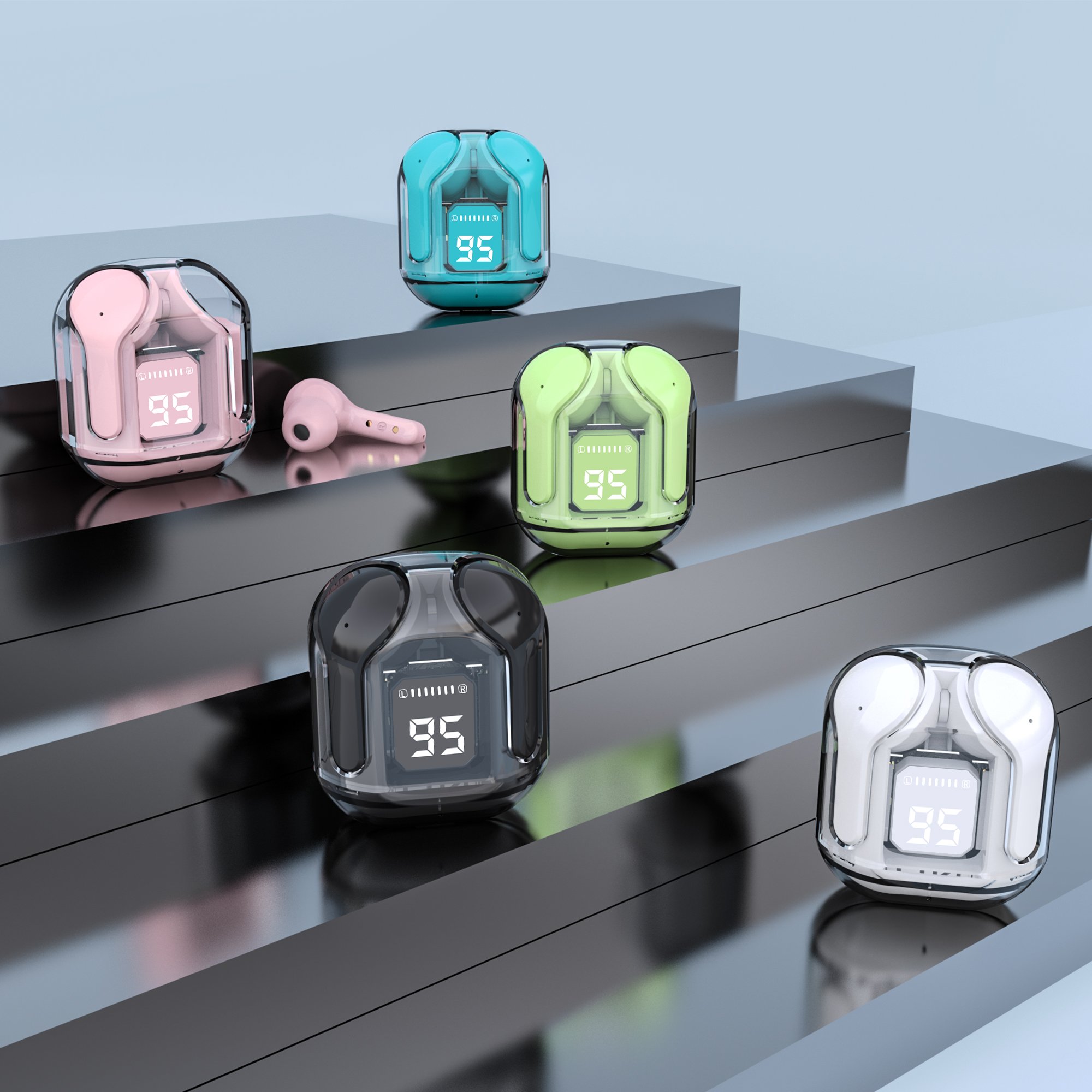 Clear Crystal TWS Earbuds True Stereo Wireless Audifonos Auriculares ENC Noise Cancelling In-ear Earphones Headphones