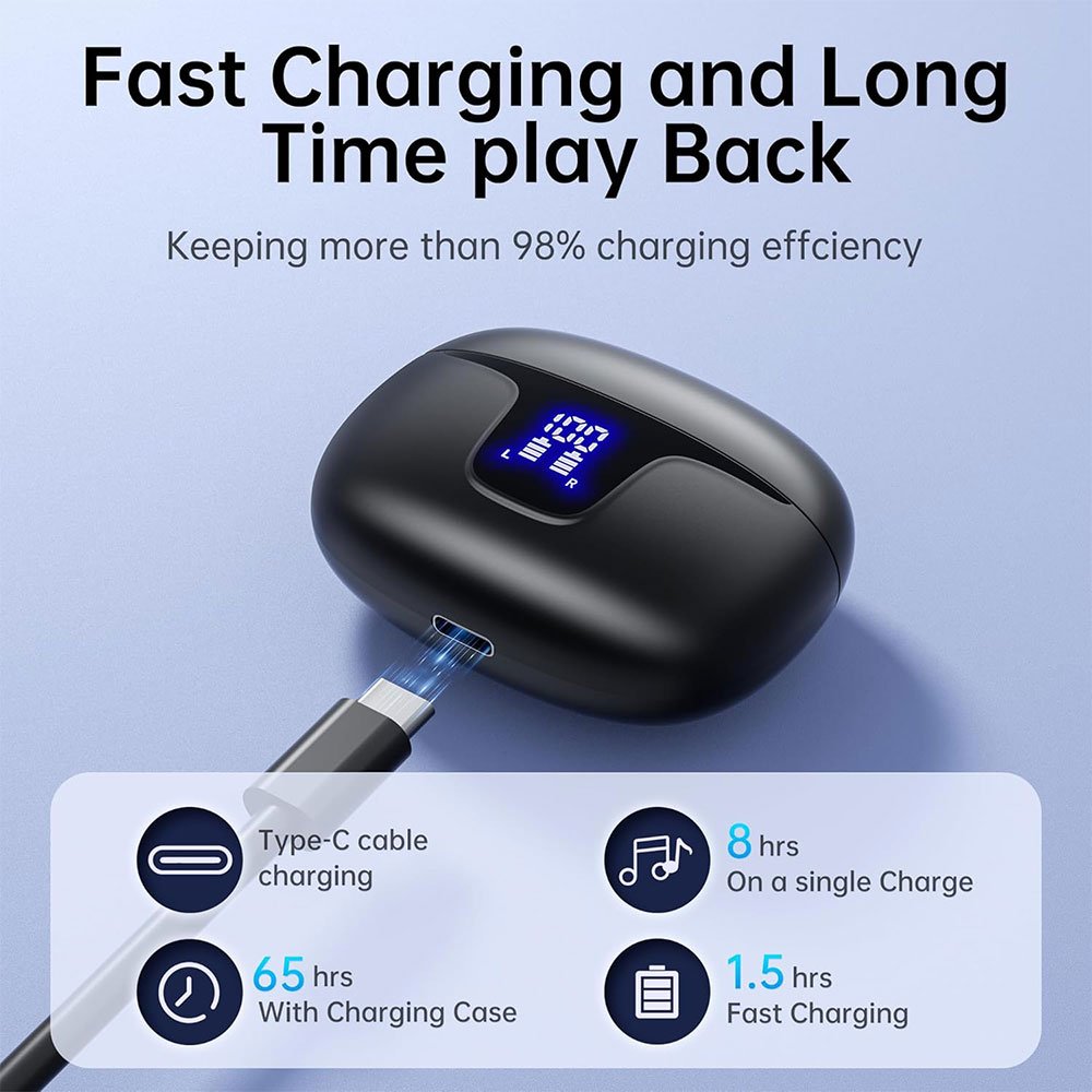 XY-19 Waterproof TWS Wireless Bluetooth Earbuds ANC ENC Noise Cancelling In-Ear Earphones LED Display Sport Gaming Headphones