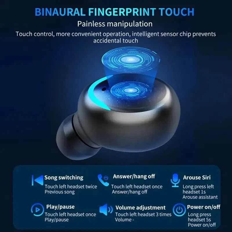F9 Wireless Bluetooth Headphones Tws Waterproof Earbuds Earphones Digital Display Headset Large Capacity Charging Case