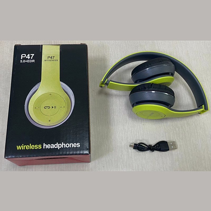 New Version P47 Sample Product Wireless Green Over The Head Earphones Headphone Boat With Logo wireless headset