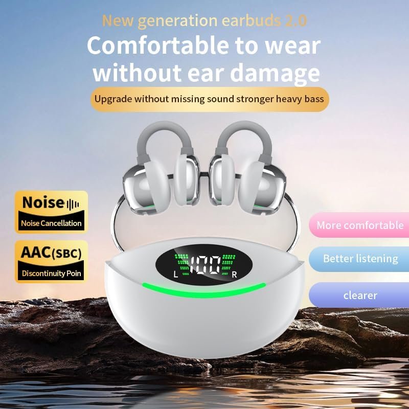 Advanced wireless earphones new clip on earphones with ear pads 2024 5.3 noise reduction 4HD microphone waterproof