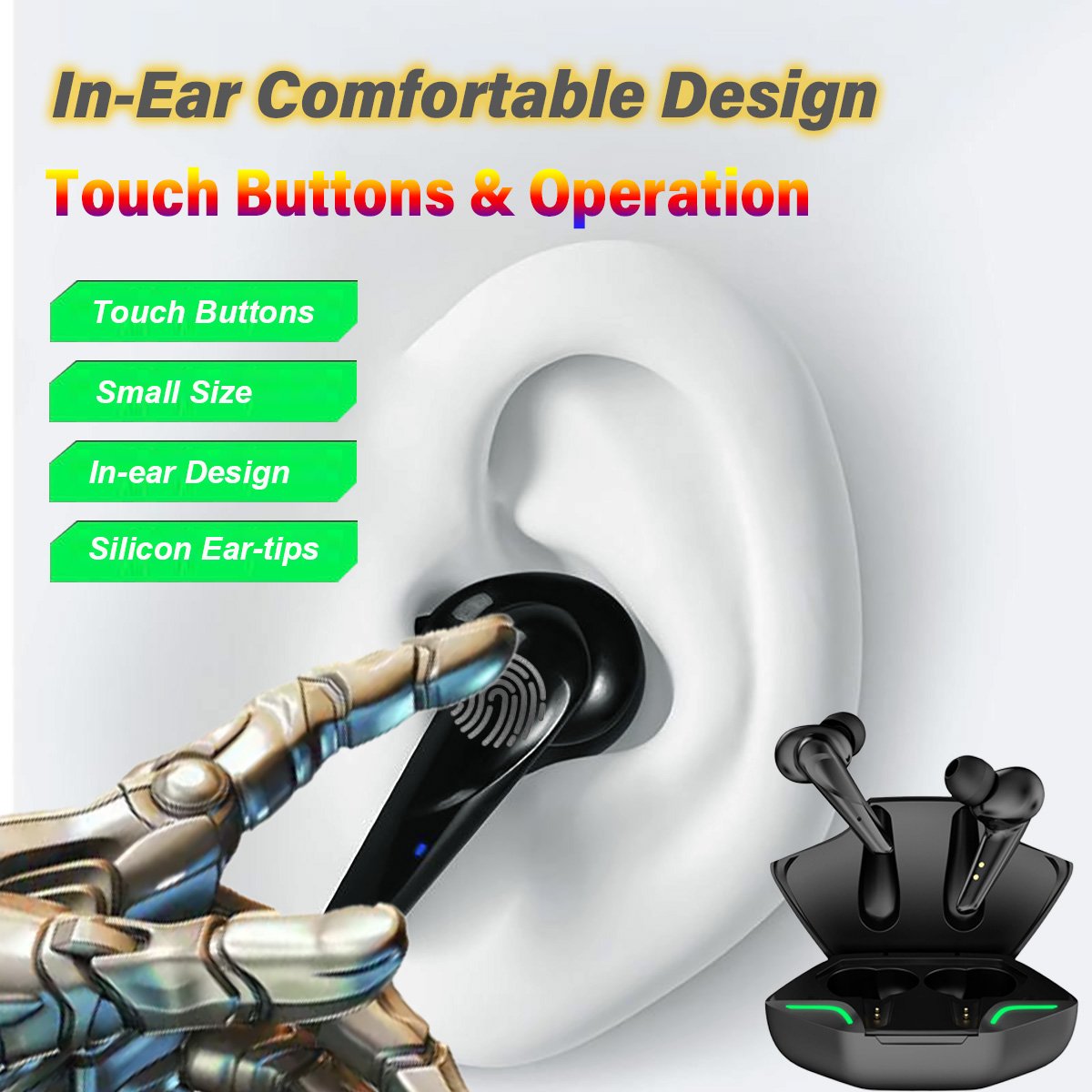 Xiaomi G11 TWS Bluetooth Earphones with Mic Noise Cancelling Earbuds Gaming Music Headset Wireless Headphones for All LED In-ear