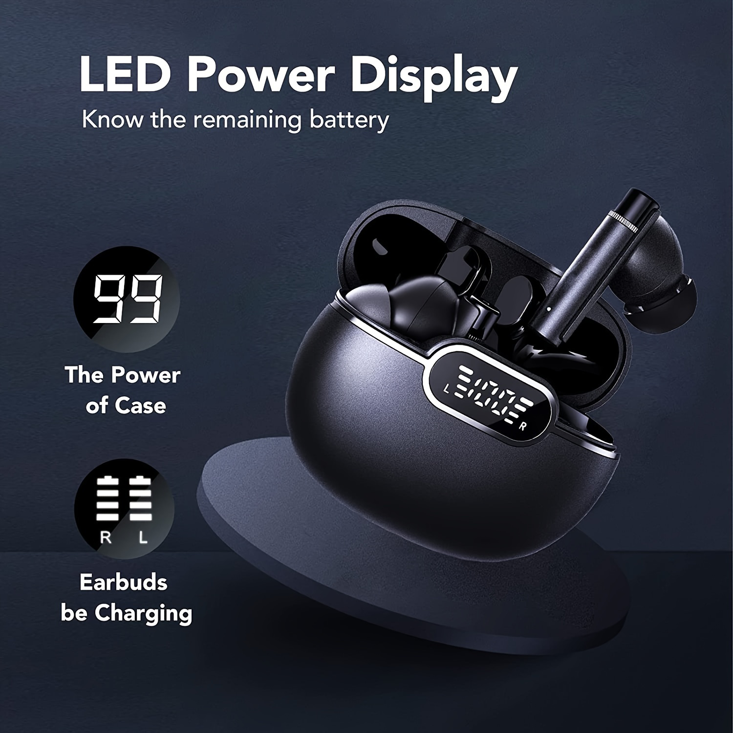 High Quality Noise Cancelling In-Ear Earphones Headphones Top Seller Touch Digital Display TWS BT 5.3 Wireless Earbuds