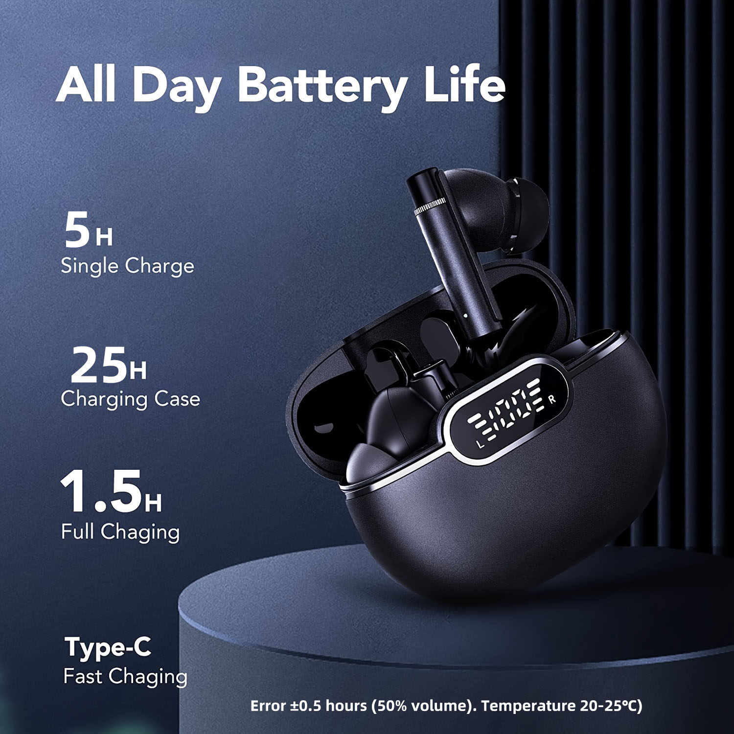 High Quality Noise Cancelling In-Ear Earphones Headphones Top Seller Touch Digital Display TWS BT 5.3 Wireless Earbuds