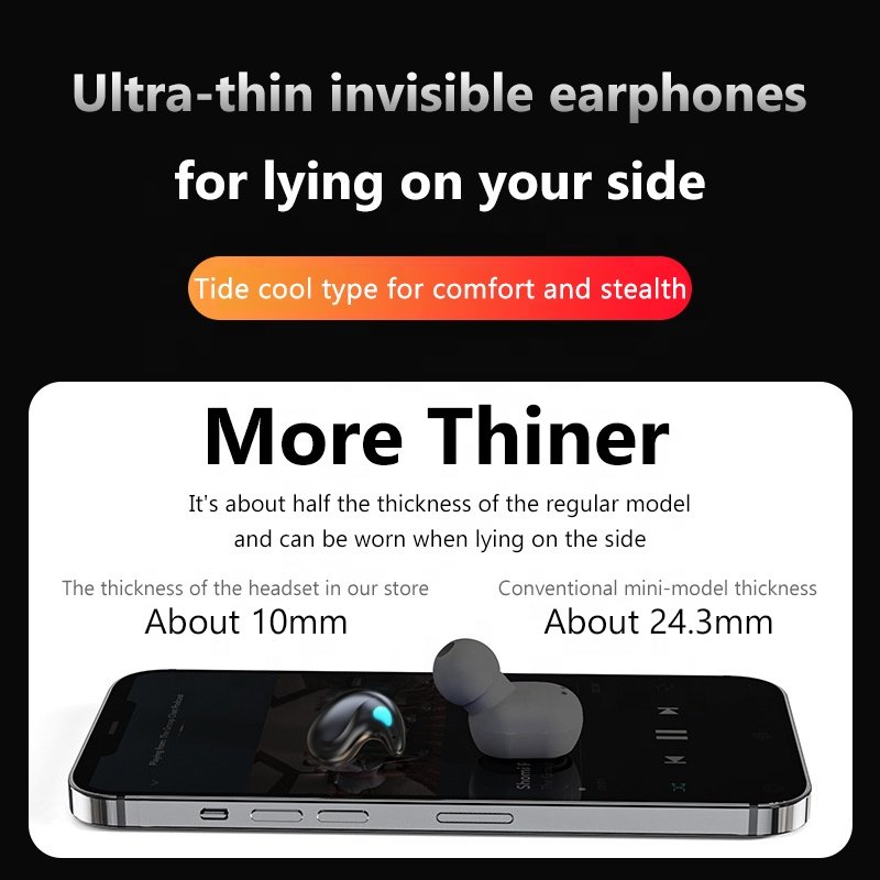 X55 360 Lossless Sound Effects Music Earphones Are Thin And Light, Invisible In-Ear Sleep Earbuds Are Only 1cm Thick