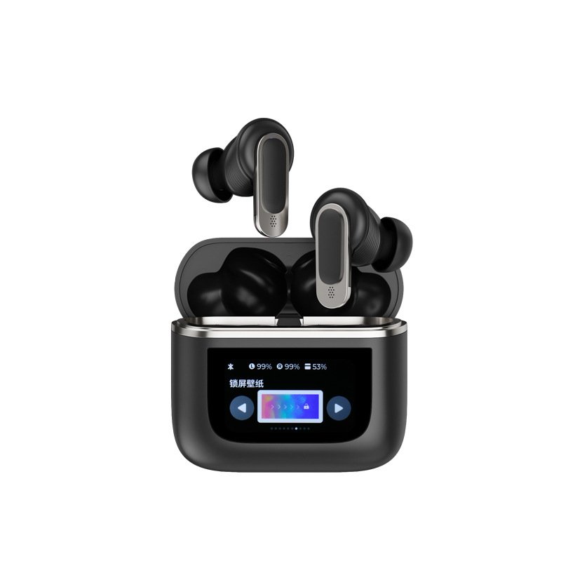 Trending Product Long Playtime V8 LCD Touch Display Screen TWS ANC Noise Cancelling Earbuds Earphones Headsets