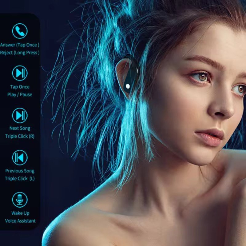 T16 Sports BT Earbud Headphone In-Ear Bass Stereo with ENC Noise Cancellation JL Chipset Wireless TWS Earhook