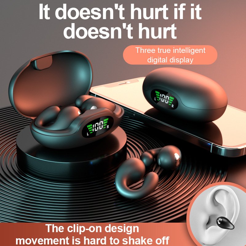OWS clip on wireless Bluetooth earphones that do not enter the ear exercise ear clip on and do not harm the ear