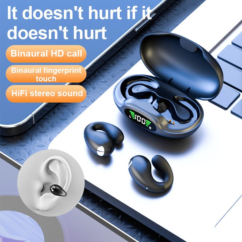 OWS clip on wireless Bluetooth earphones that do not enter the ear exercise ear clip on and do not harm the ear
