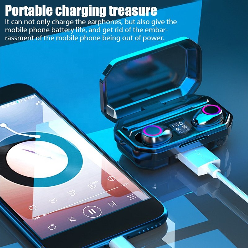 Dodoup M12 TWS Earphone Flashlight Wireless Headset 9D Noise Reduction New 5.2 Bluetooth Headphone With LED Power Display