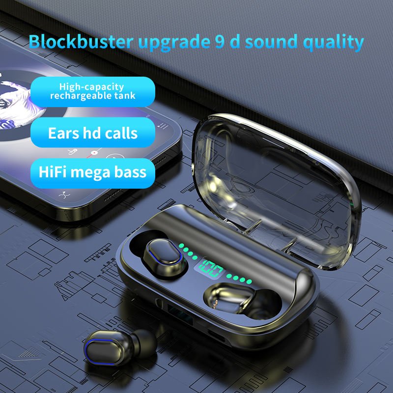 New Amazon products Wireless BT Earbuds Immersive Bass Stereo Noise Cancelling Headphones Portable charging case