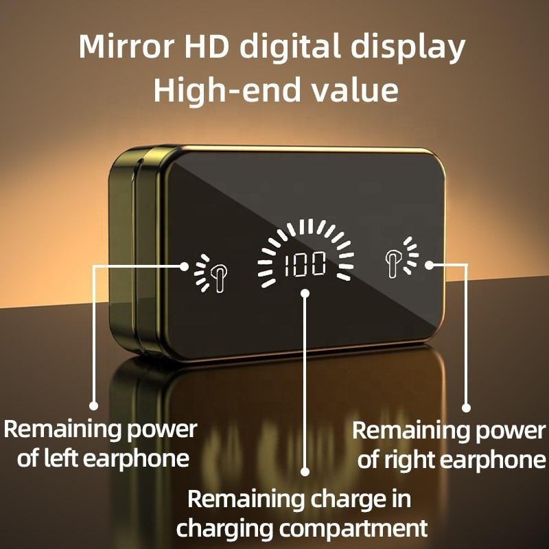 Best selling S20 TWS Wireless headset mirror LED Display Screen ENC ANC bt 5.1 lcd touch screen sports in ear earphone earbuds