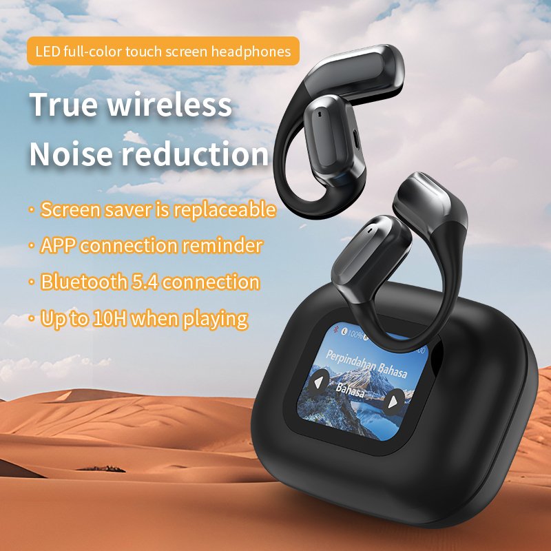 Ultra long life color screen ANC noise cancelling wireless earphones customized new Blue tooth in-ear earphones