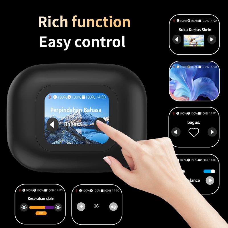 Ultra long life color screen ANC noise cancelling wireless earphones customized new Blue tooth in-ear earphones