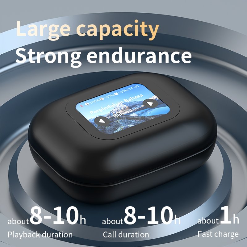 Ultra long life color screen ANC noise cancelling wireless earphones customized new Blue tooth in-ear earphones