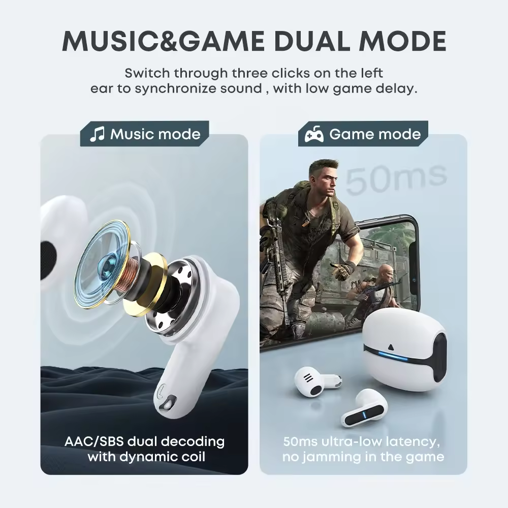 Langsdom TG11 Wireless TWS Earbuds BT 5.3 Wireless Earphones &Headphone Theta Gaming In-ear earbuds Headphone