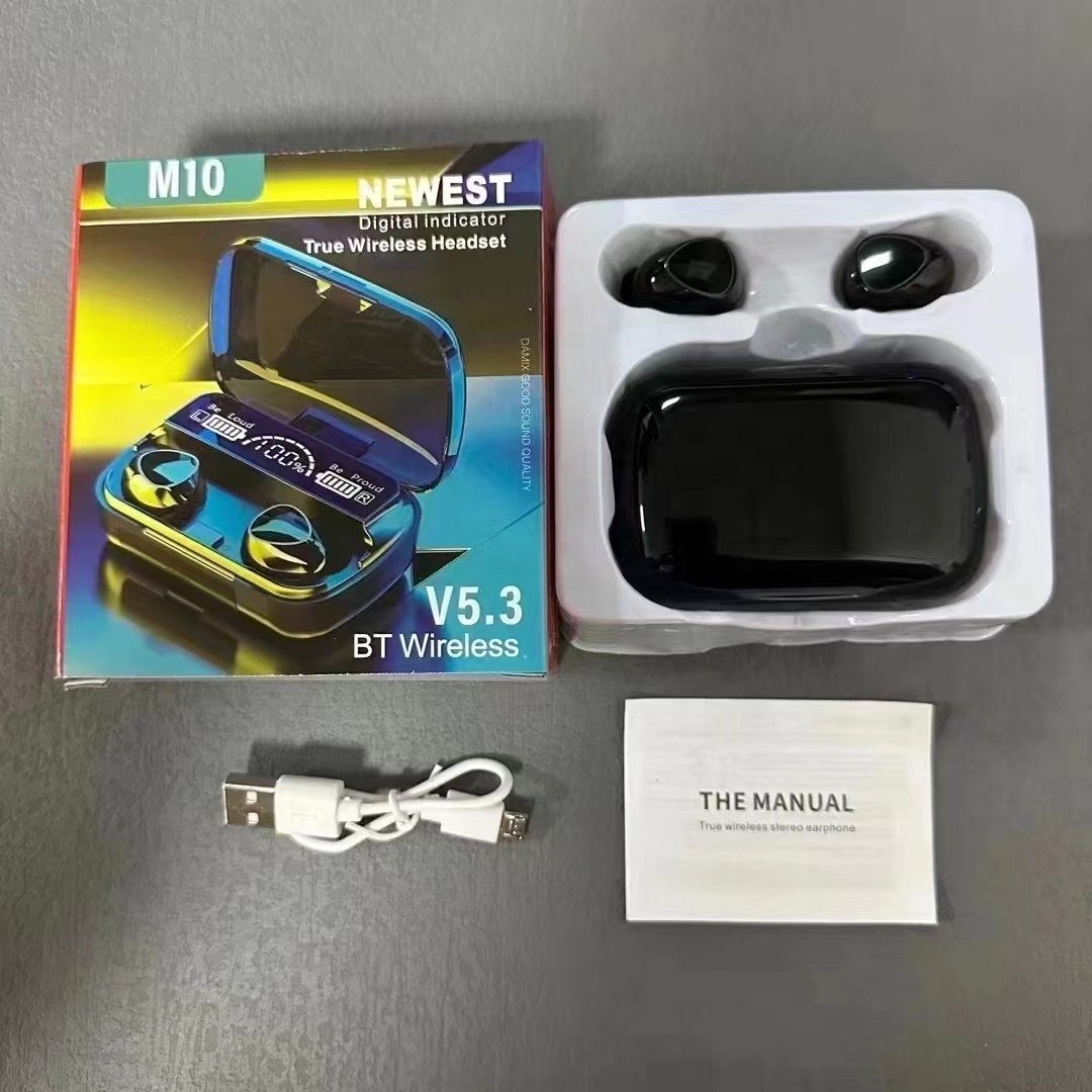 2024 New M10 TWS LED Digital Display BT 5.3 Earbud Sports Music True game Wireless Earphones