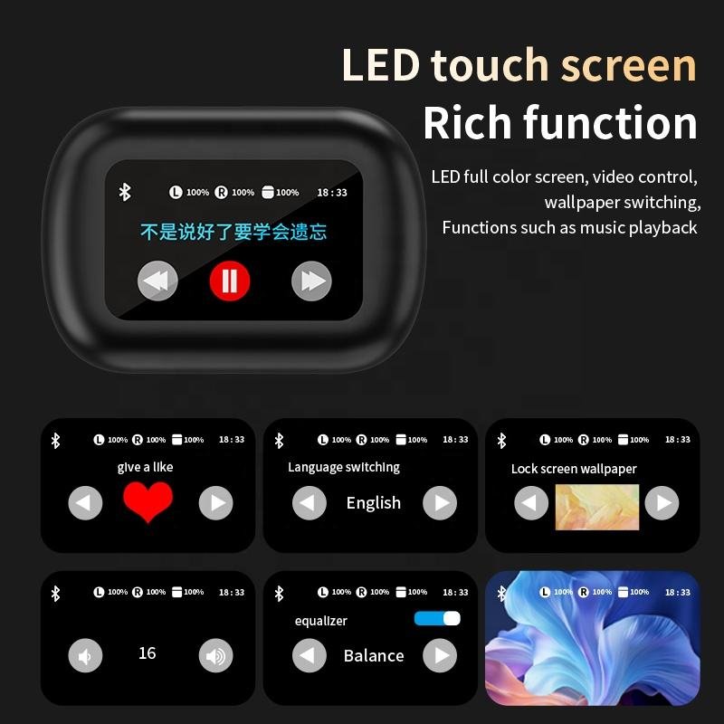 2024 NEW Wireless Earphones OWS A13mini Sports Stereo Ear Buds Waterproof Over-Ear Earbuds Business Running LCD Headphones XP2