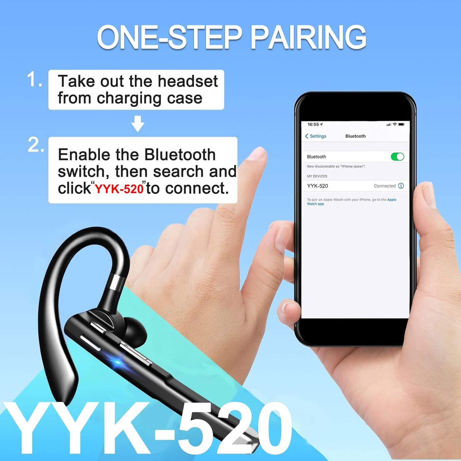 Headphones suitable for mobile phones with 500 hours of standby time LED charging case 270 degree rotating hands-free 5.1