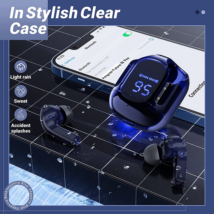 CY-T2 ENC True Wireless Stereo Earphones Transparent Charging Compartment Waterproof Earbud with LED Digital Display