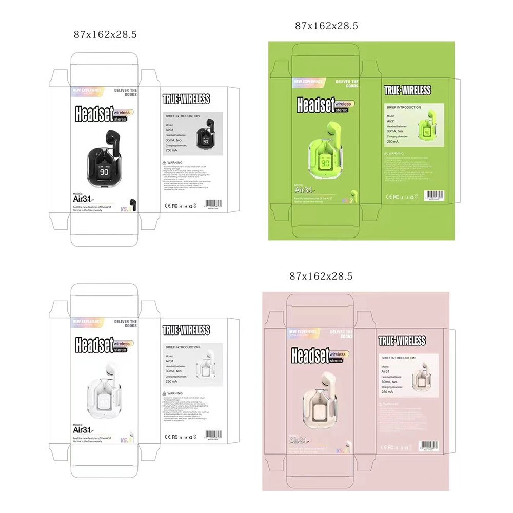 tws earphone smart ear buds in-ear earhooks wireless tws headphone earphones for smart phone A31