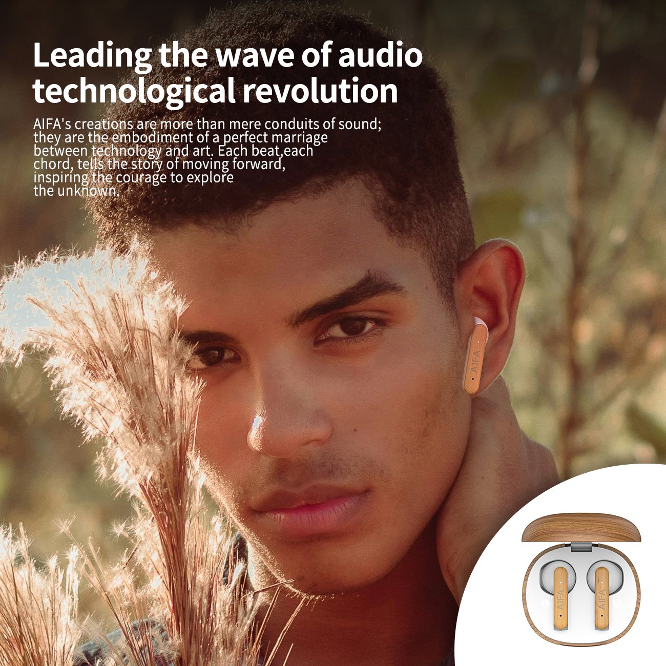Hot-selling semi-in-ear TWS wireless earbuds crafted from certified wood, eco-friendly choice for audio enthusiasts