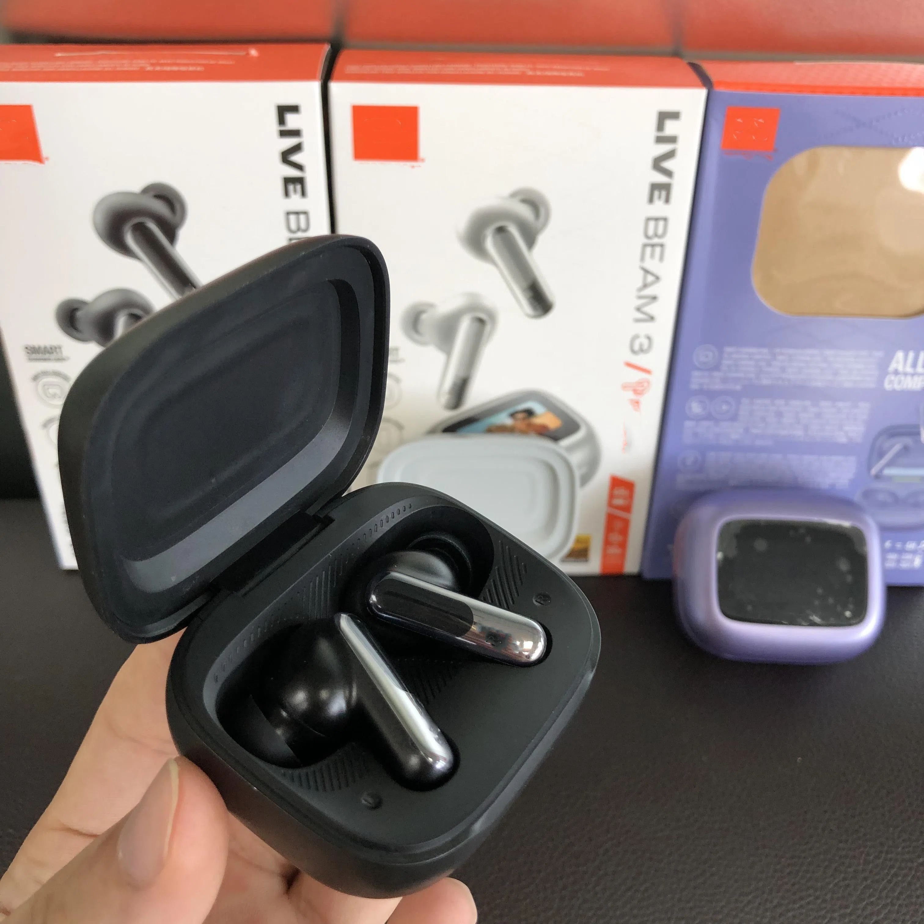new products live beam3 earbuds hifi Stereo ANC ENC Noise Cancelling Wireless BT earphone earbuds with v8 Smart LCD touch screen
