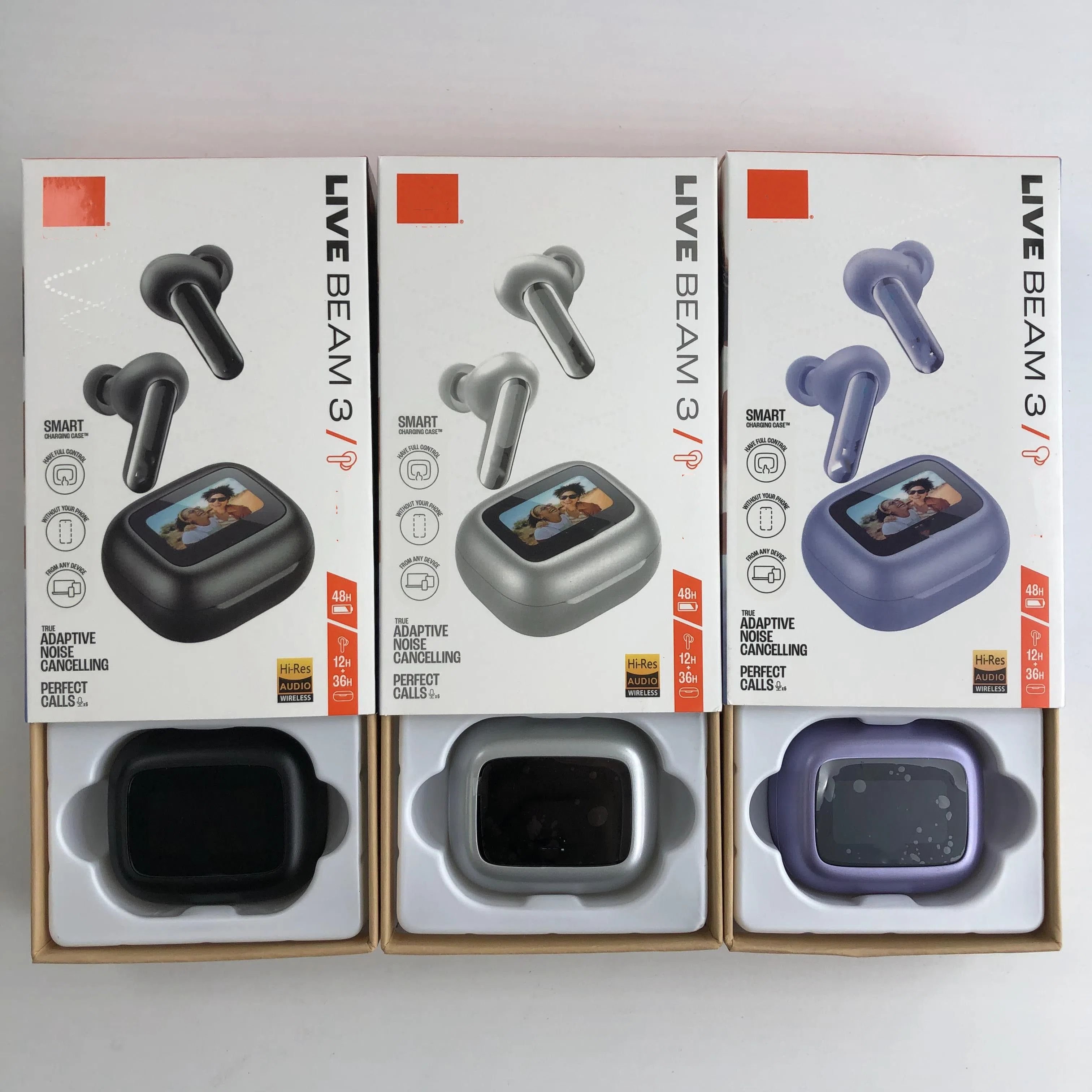 new products live beam3 earbuds hifi Stereo ANC ENC Noise Cancelling Wireless BT earphone earbuds with v8 Smart LCD touch screen