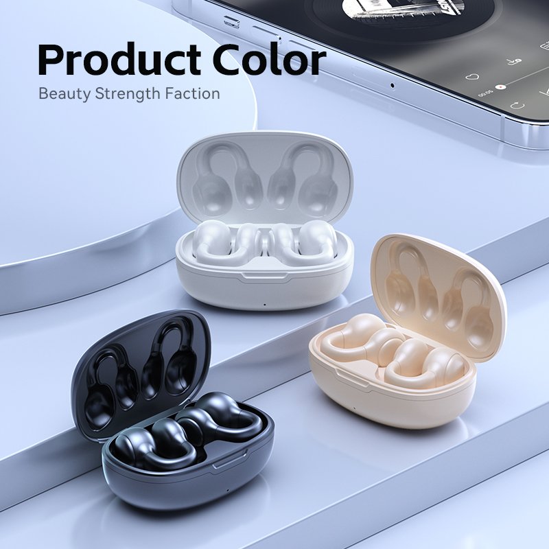 New wireless bone conduction Bluetooth earphones, non in ear, painless exercise ear clip earphones