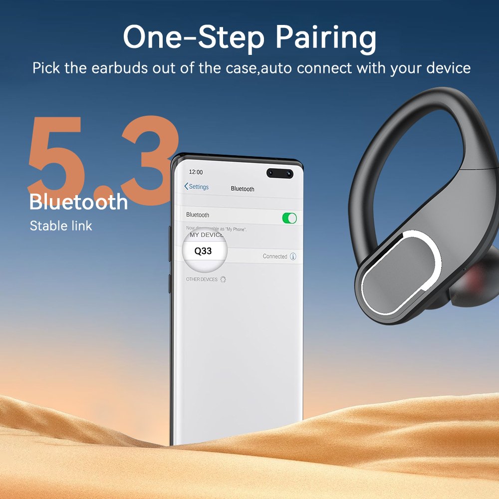 Hot Selling Q33 Wireless Ear-Hook Sports Earbuds TWS HIFI Sound Quality True Wireless Earphones with IPX-6 waterproof
