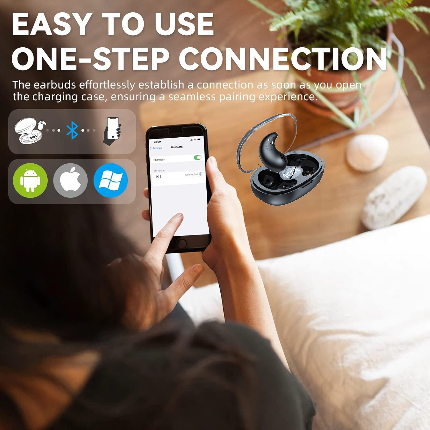 M96 Wireless Sleeping Earbuds V5.3 TWS Super Mini Sports Sleeping Earphones with 20H Long Endurance 38ms Ultra Low Latency